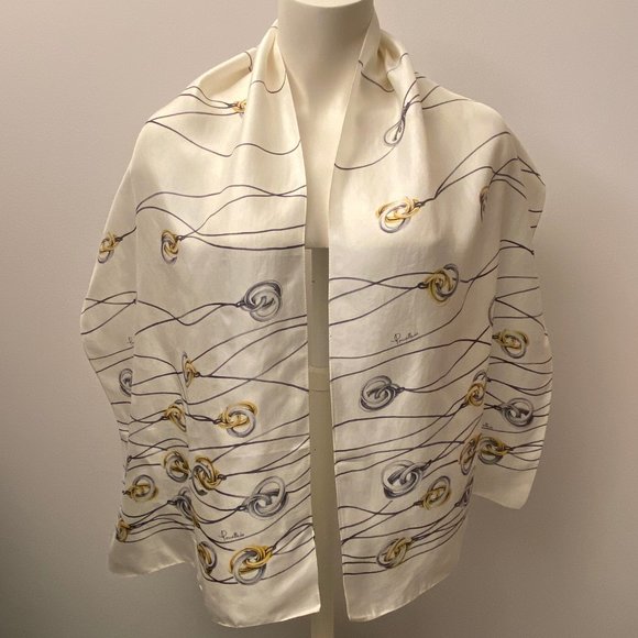 POMELLATO Gold Silver Necklace Graphic Silk Scarf! - Picture 6 of 7